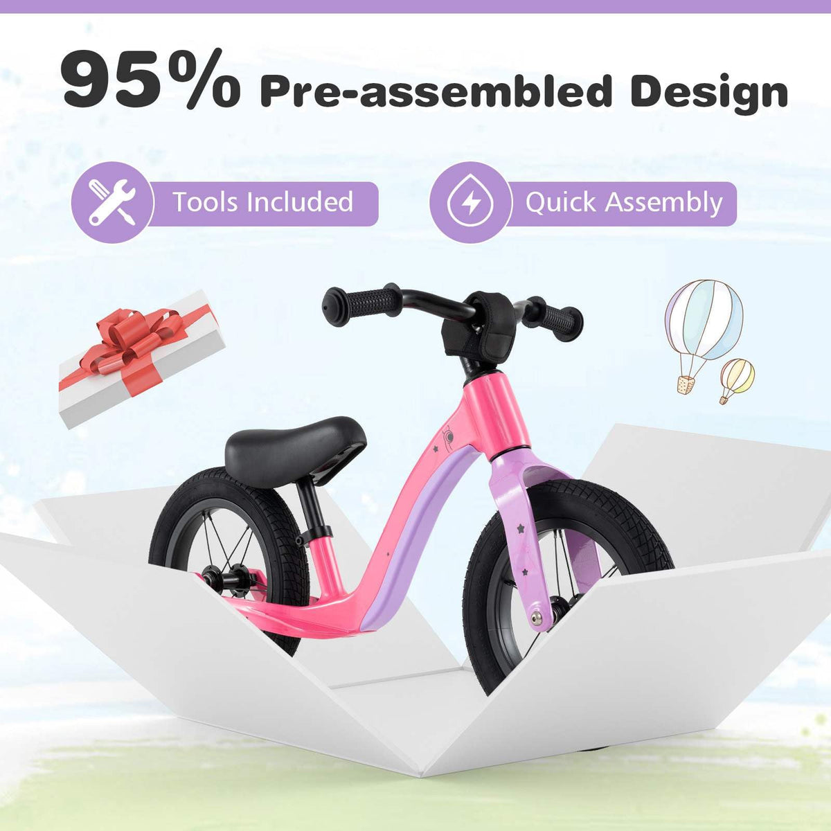 12-Inch Magnesium Alloy Frame Toddler Bike w/Adjustable Seat