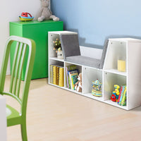 Giantex 6-Cubby Kids Bookcase with Cushioned Reading Nook and Mat