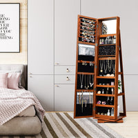 Giantex 360 Rotating Mirrored Jewelry Cabinet, Free Standing Jewelry Armoire, Full Length Mirror