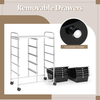 Giantex 10-Drawer Storage Cart w/Universal Wheels, Rolling Cart w/Handles, Mobile Organizer Unit w/Removable Drawers