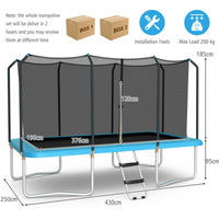 430 cm x 250 cm Rectangular Trampoline with Enclosure Net for Kids and Adults