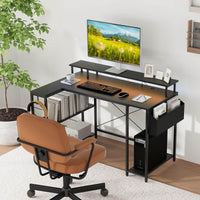 Giantex 120cm L-Shaped Gaming Desk Computer Desk w/LED Lights & Power Outlets