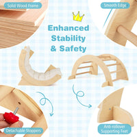 6 in 1 Kids Climbing Arch Playset, Indoor Wooden Climbing Toy Rocker Chair w/Removable Cushion & Stoppers