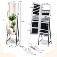 Giantex Freestanding Jewelry Cabinet, Lockable Floor Jewelry Armoire Organizer w/ Full-Length Mirror
