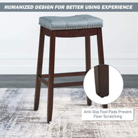 Giantex 74cm Saddle Bar Stools Set of 2, Backless Nailhead Bar Stool
