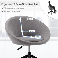 Giantex Modern Swivel Accent Chair, Round Back Desk Chair, Height Adjustable Home Office Chair