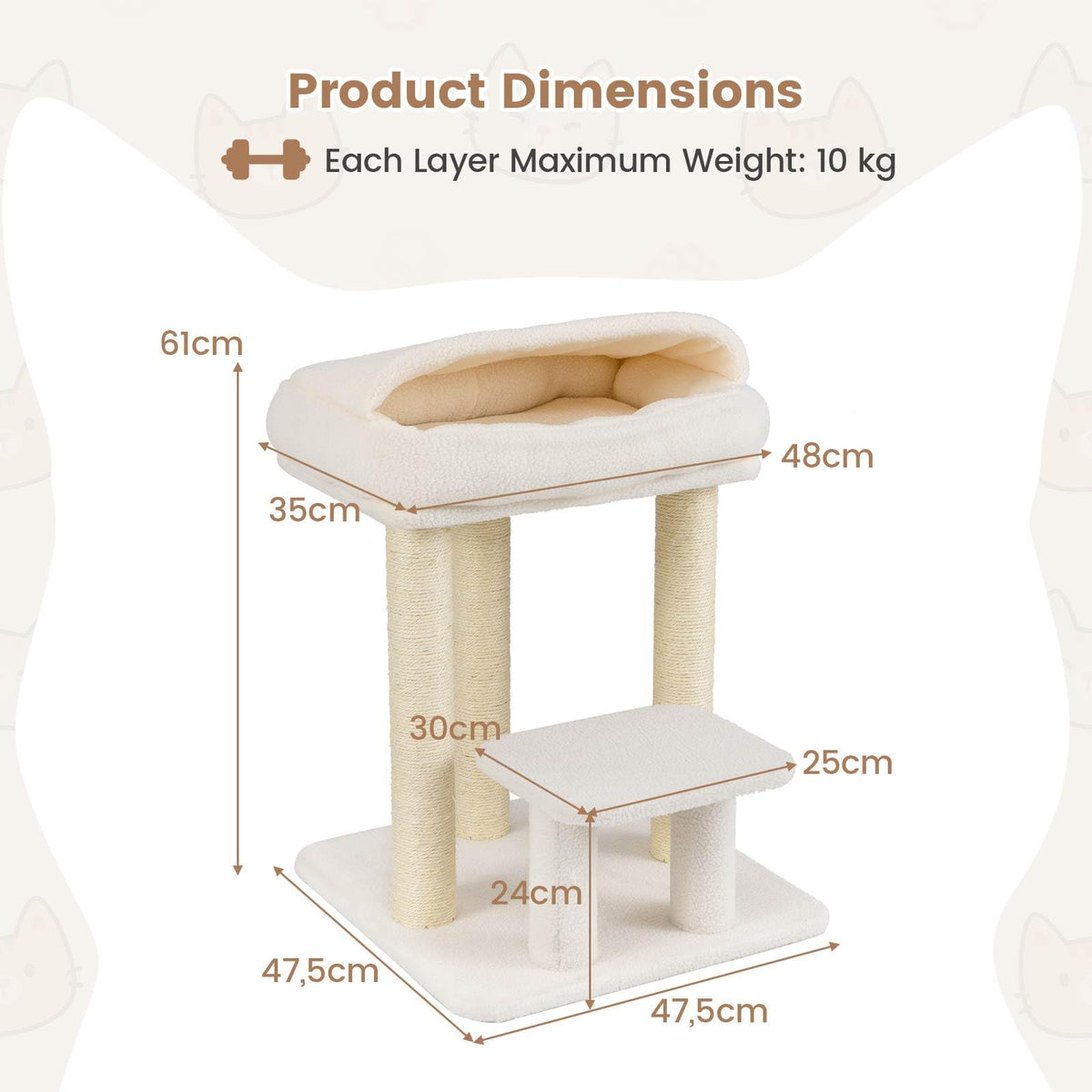 Small Cat Tree with Comfy Plush Top Perch Bed for Indoor Cats