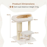 Small Cat Tree with Comfy Plush Top Perch Bed for Indoor Cats