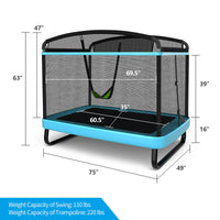 6FT Kids Recreational Trampoline, 2-in-1 Outdoor Toddler Trampoline