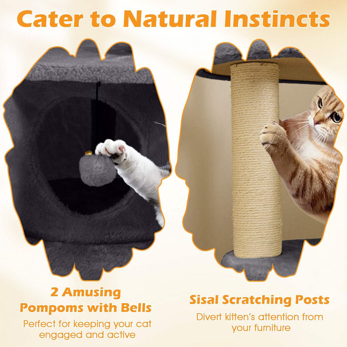 Cat Tree with Condo and Padded Perch for Adult Cats