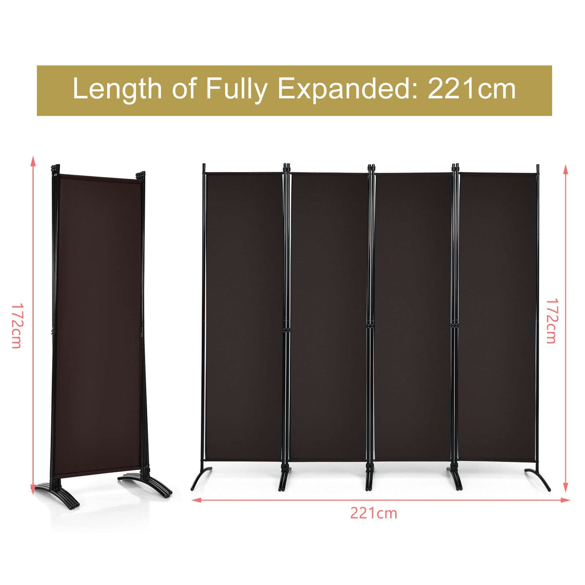Giantex 4-Panel Room Divider, Folding Privacy Screen, Portable Fabric Wall Divider and Separator w/Steel Frame