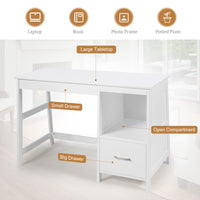 Computer Desk, Wooden Writing Table, Modern Home Office Desk with Footrest