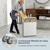 Giantex Movable Bathroom Storage Cabinet, Narrow Toilet Side Cabinet w/ 2 Slide Out Drawers