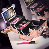 Giantex Portable Mini Makeup Case Beauty Box w/Mirror Professional Organiser Diamond