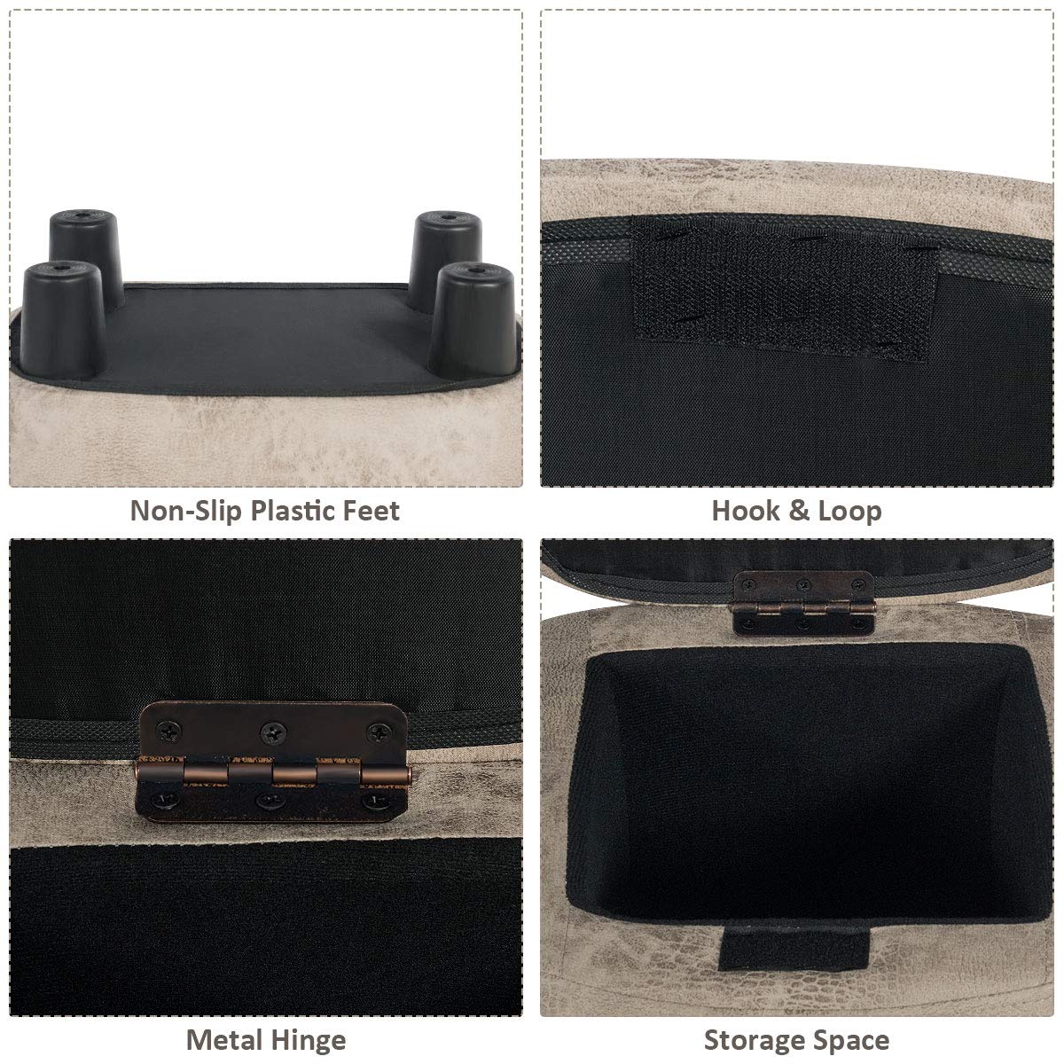 Giantex Storage Footrest Ottoman, Cute Animal Footstool, Hippo Upholstered Storage Ottoman w/Suede Fabric