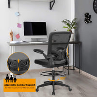 Giantex Adjustable Drafting Chair, 360° Swivel Designed Mesh Fabric Chair, Executive Chair for Working Studying Gaming