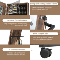 Giantex Adjustable Standing Jewelry Cabinet, Lockable Jewelry Armoire Organizer