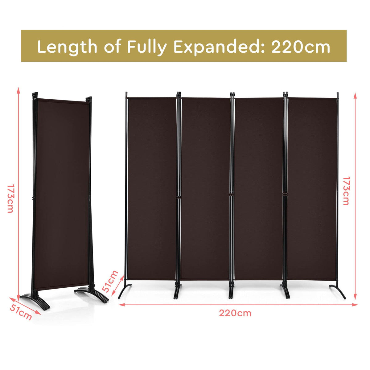 Giantex 4-Panel Room Divider, Folding Privacy Screen, Portable Fabric Wall Divider and Separator w/Steel Frame