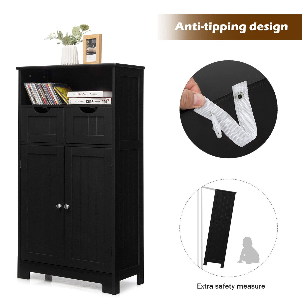 Giantex Bathroom Floor Cabinet, Storage Cabinet, Standing Cupboard for Kitchen
