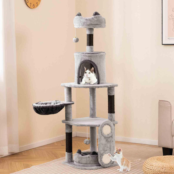 Tall Cat Tree Multi-level Large Cat Tower w/Sisal Scratching Posts &Board Indoor