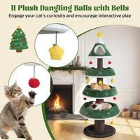 179 CM Tall Christmas Cat Tree, Multi-Level Kitten Tower with 3 Plush Platforms