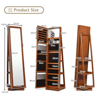 Giantex 360 Rotating Mirrored Jewelry Cabinet, Free Standing Jewelry Armoire, Full Length Mirror