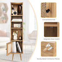 Natural Rattan Storage Cabinet Freestanding Cabinet 137cm Bookcase Display Rack