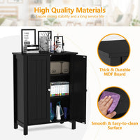 Giantex Bathroom Floor Storage Cabinet, Free Standing Storage Organizer, with Double Door, Adjustable Shelf