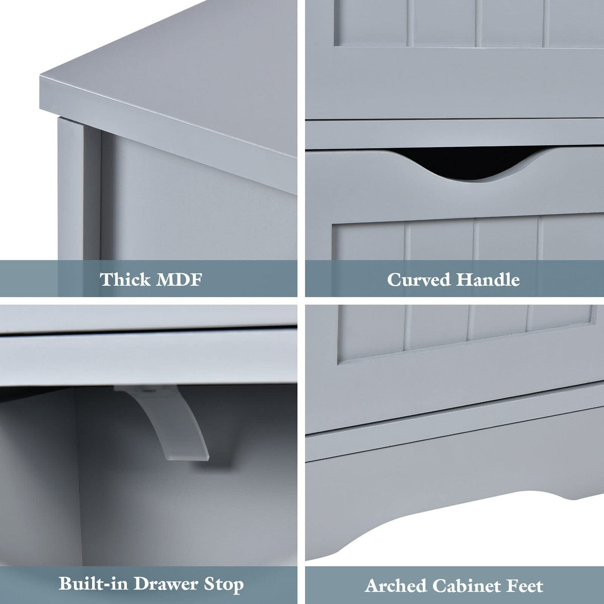 Giantex Bathroom Floor Cabinet, Freestanding Side Storage Cabinet W/ 4 Drawers & Anti-Toppling Device