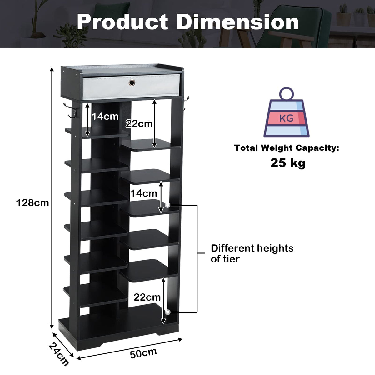 Giantex 13-Tier Wooden Shoe Rack, Narrow Double Rows Shoe Shelf, Space Saving Vertical Shoe Storage Organizer