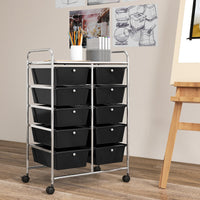 Giantex 10-Drawer Storage Cart w/Universal Wheels, Rolling Cart w/Handles, Mobile Organizer Unit w/Removable Drawers