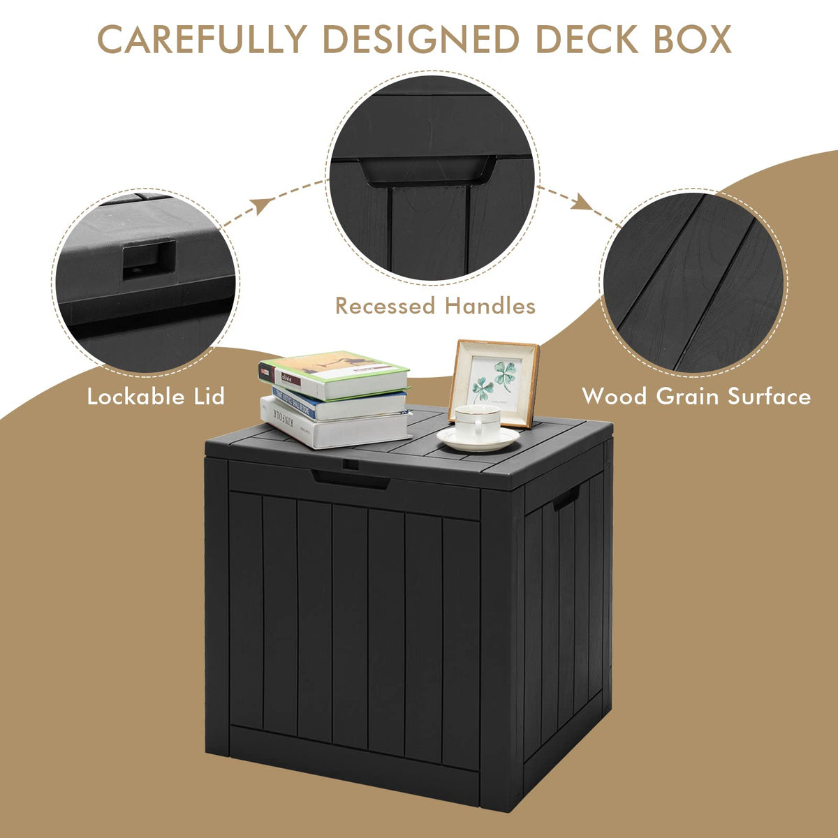 Deck Box, 118L Outdoor Storage Box for Patio Tools, Cushions, Garden Supplies