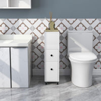 Giantex Movable Bathroom Storage Cabinet, Narrow Toilet Side Cabinet w/ 2 Slide Out Drawers