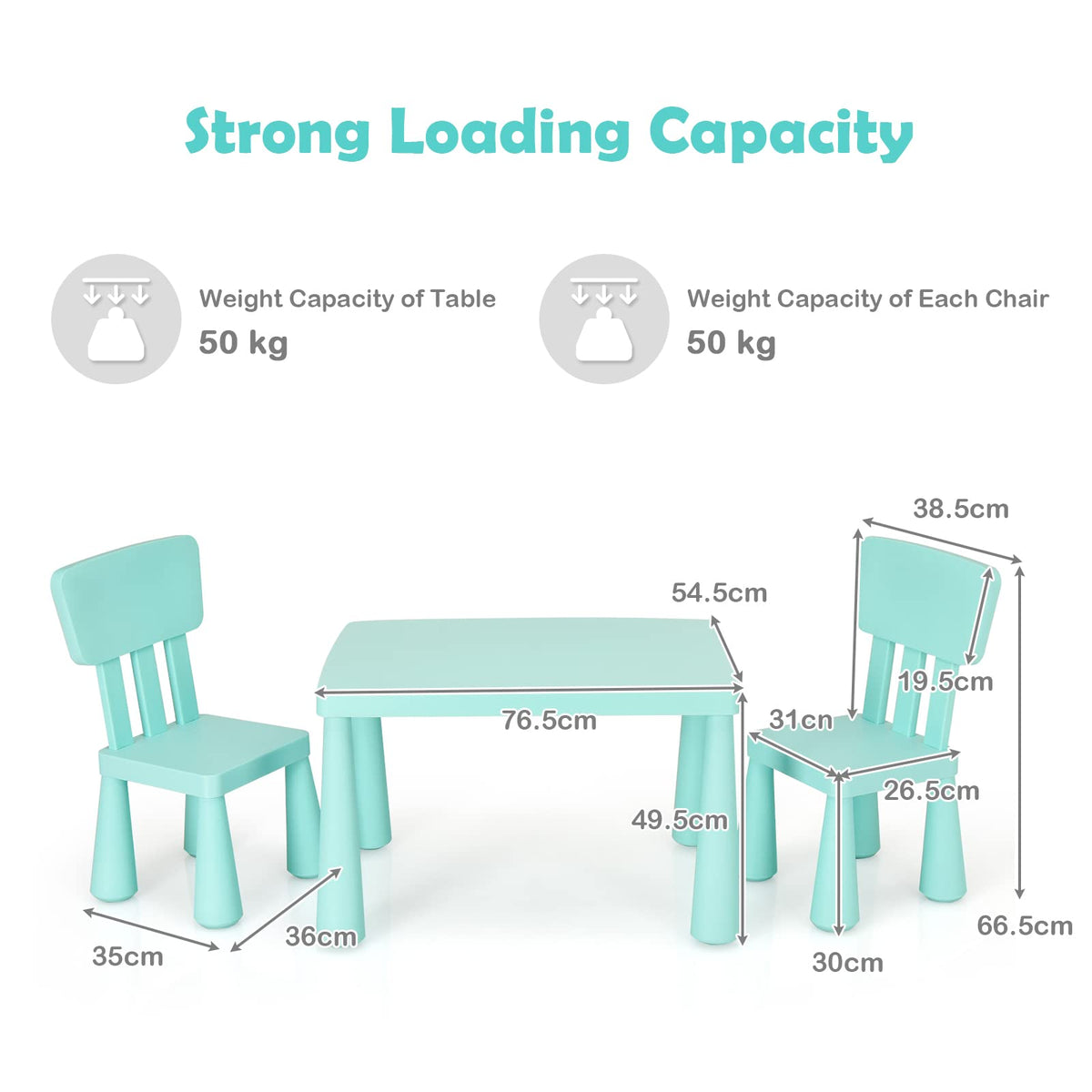 Kids Table and Chair Set, 3 Piece Children Activity Table for Reading