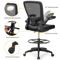 Giantex Adjustable Drafting Chair, 360° Swivel Designed Mesh Fabric Chair, Executive Chair for Working Studying Gaming