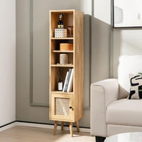 Natural Rattan Storage Cabinet Freestanding Cabinet 137cm Bookcase Display Rack