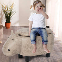 Giantex Storage Footrest Ottoman, Cute Animal Footstool, Hippo Upholstered Storage Ottoman w/Suede Fabric