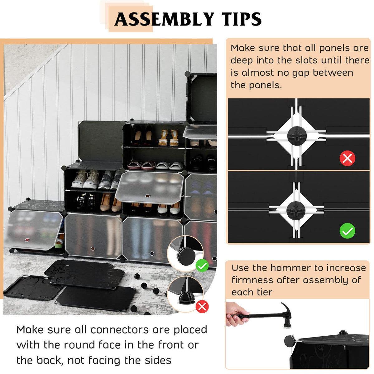 Giantex 12-Cube Shoe Rack Organizer, 48 Pairs Expandable Modular Shoe Storage Cabinet with Door