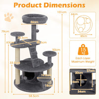 Cat Tree with Condo and Padded Perch for Adult Cats