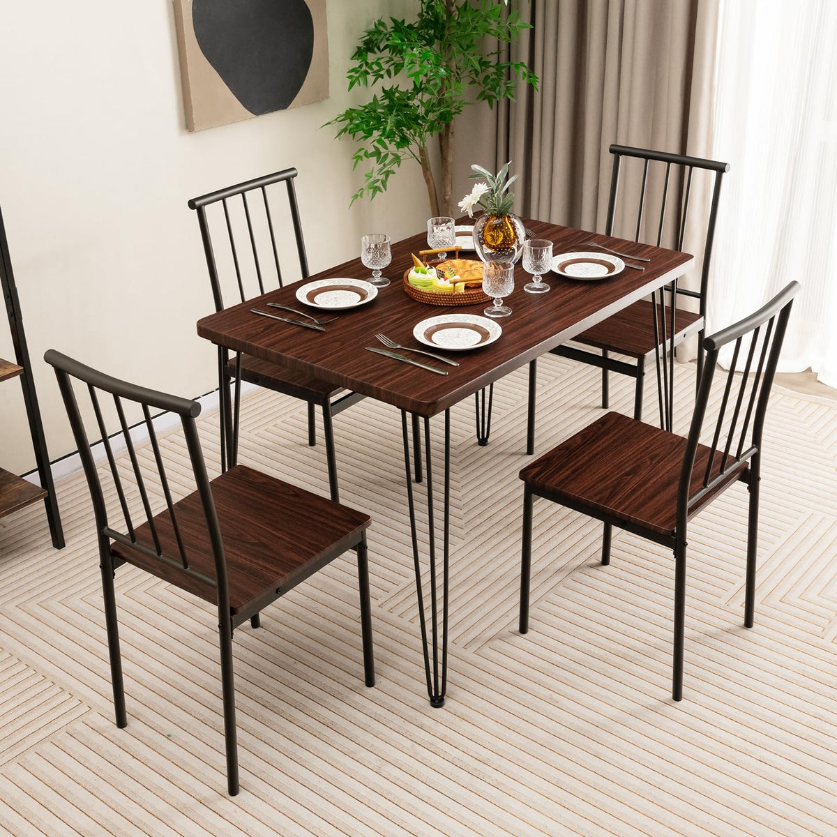 Giantex 5-Piece Dining Table Set for Small Space for Home Restaurant