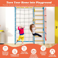 7-in-1 Steel Home Playground with Monkey Bars, Rope Wall, Wall Ladder, Pull-up Bar, Rope Ladder