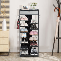 Giantex 13-Tier Wooden Shoe Rack, Narrow Double Rows Shoe Shelf, Space Saving Vertical Shoe Storage Organizer