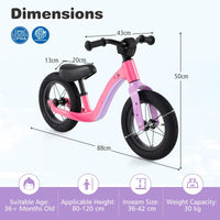 12-Inch Magnesium Alloy Frame Toddler Bike w/Adjustable Seat