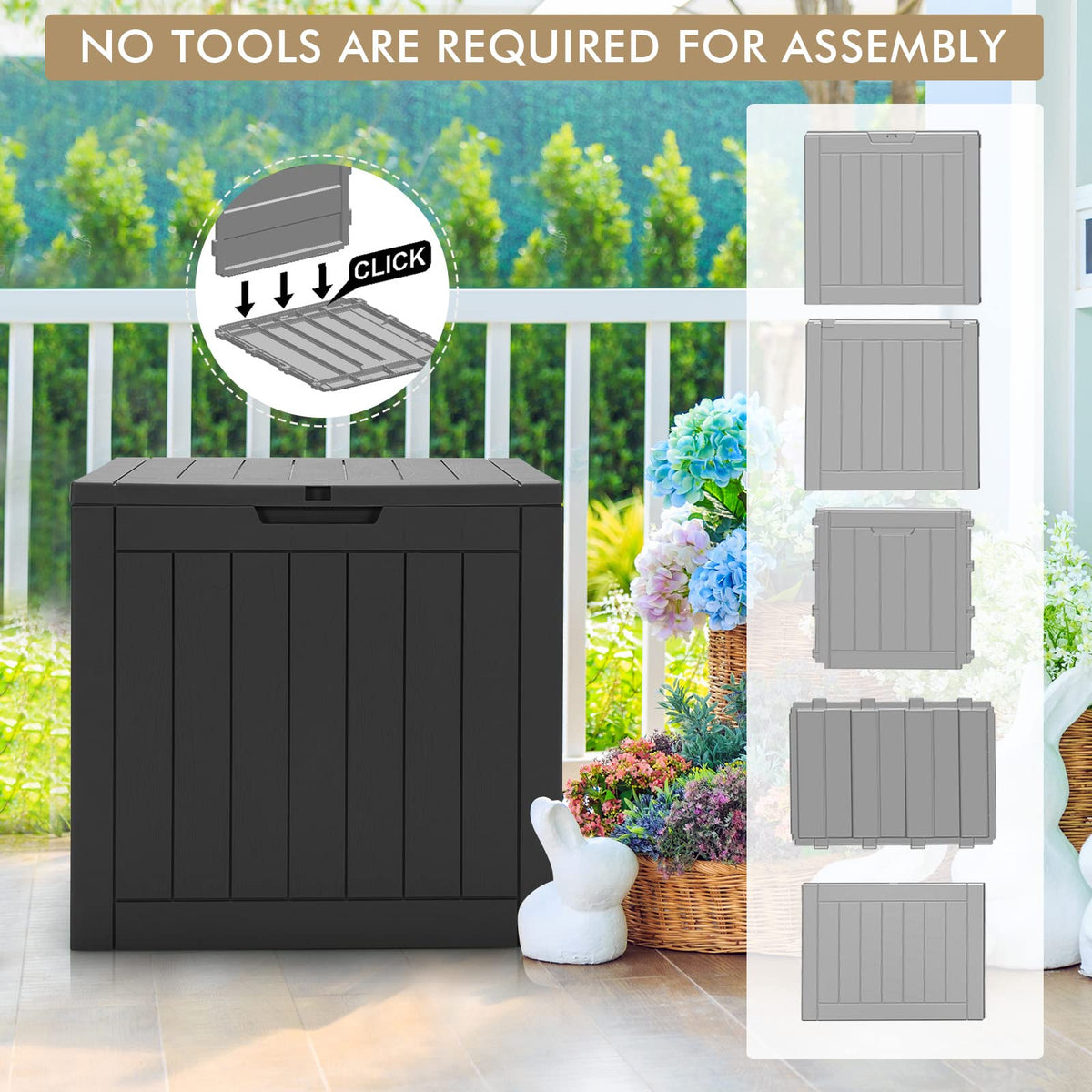 Deck Box, 118L Outdoor Storage Box for Patio Tools, Cushions, Garden Supplies
