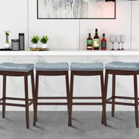 Giantex 74cm Saddle Bar Stools Set of 2, Backless Nailhead Bar Stool