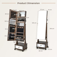 Giantex Standing Jewelry Armoire, Lockable Movable Jewelry Organizer