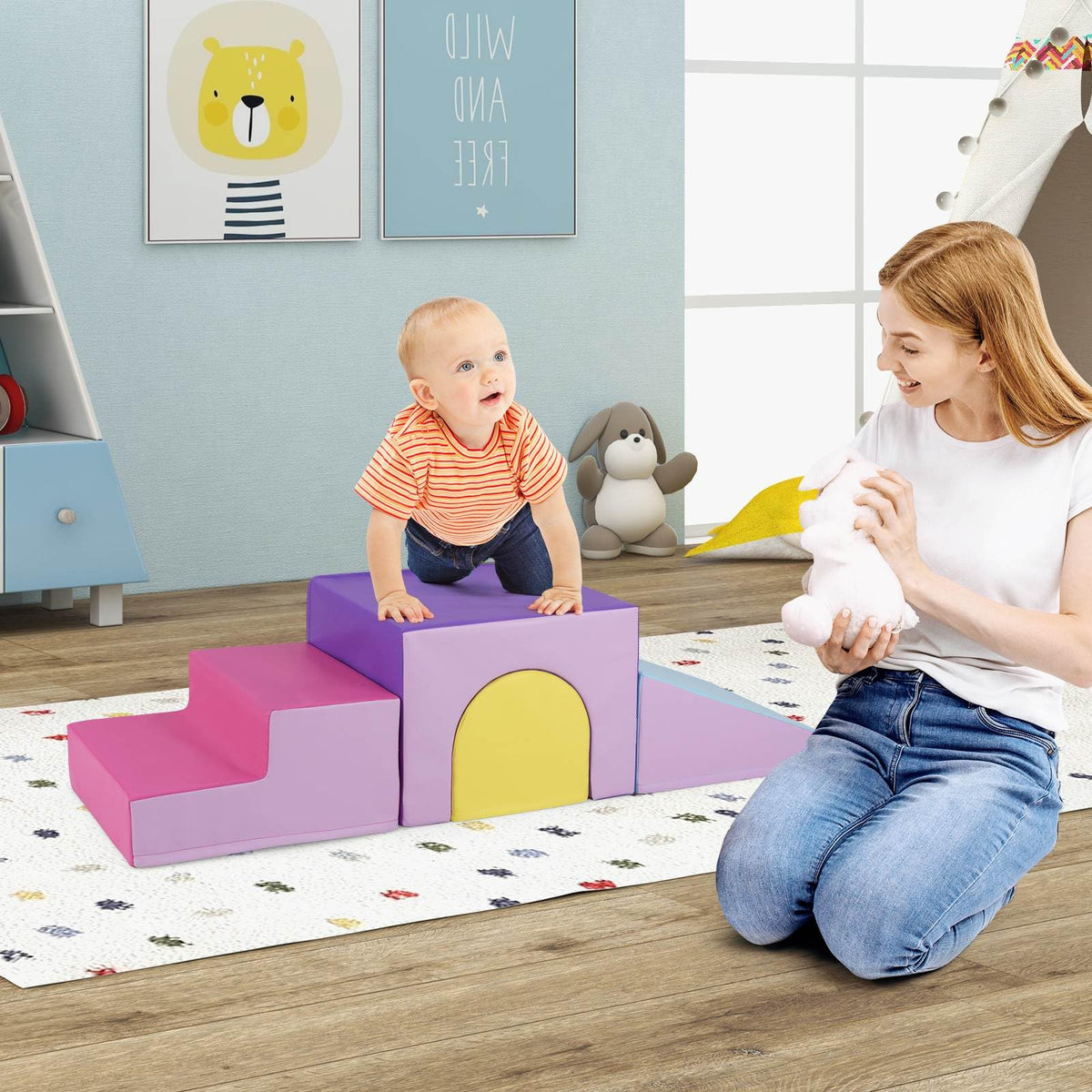 Kids Climb and Crawl Foam Block Play Set - GiantexAU