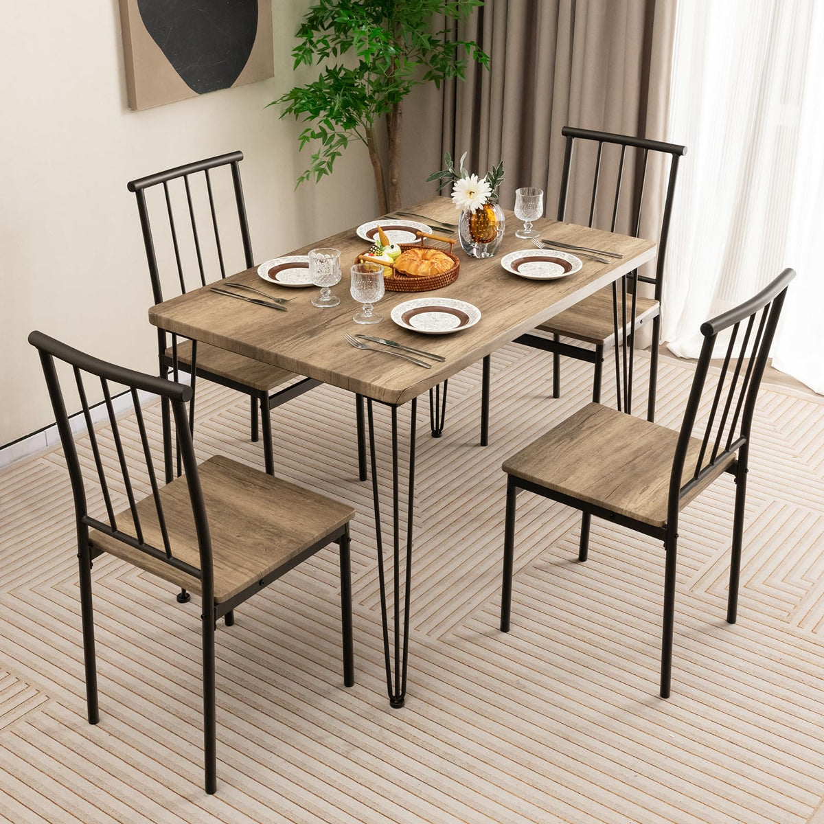 Giantex 5-Piece Dining Table Set for Small Space for Home Restaurant