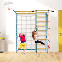 7-in-1 Steel Home Playground with Monkey Bars, Rope Wall, Wall Ladder, Pull-up Bar, Rope Ladder