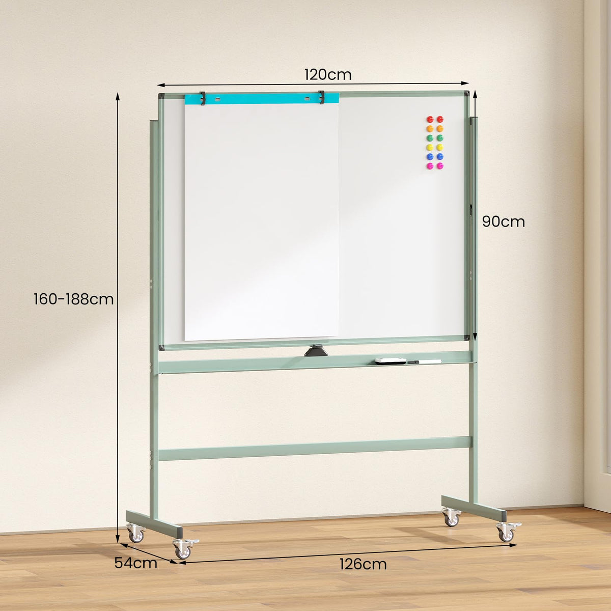 90 x 120 cm Mobile Magnetic Whiteboard